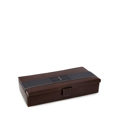 Brown leather cufflinks box